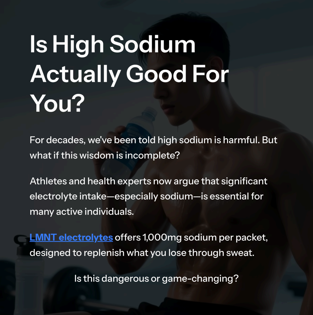 Uncover the honest truth about LMNT's high-sodium electrolyte mix. Learn why it's a must-have for hydration, performance, and well-being.
